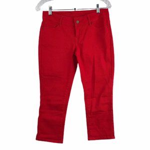 Delia's Taylor Womens Juniors Jeans Capris Cropped Size 5/6 Red Pockets EUC